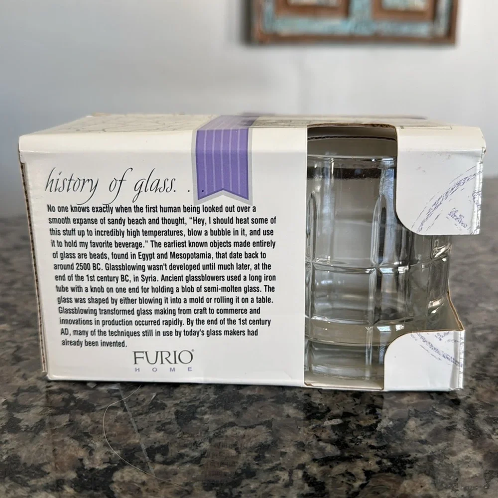 Furio Home vintage Tartan Rocks glasses NIB 10.5 ounces